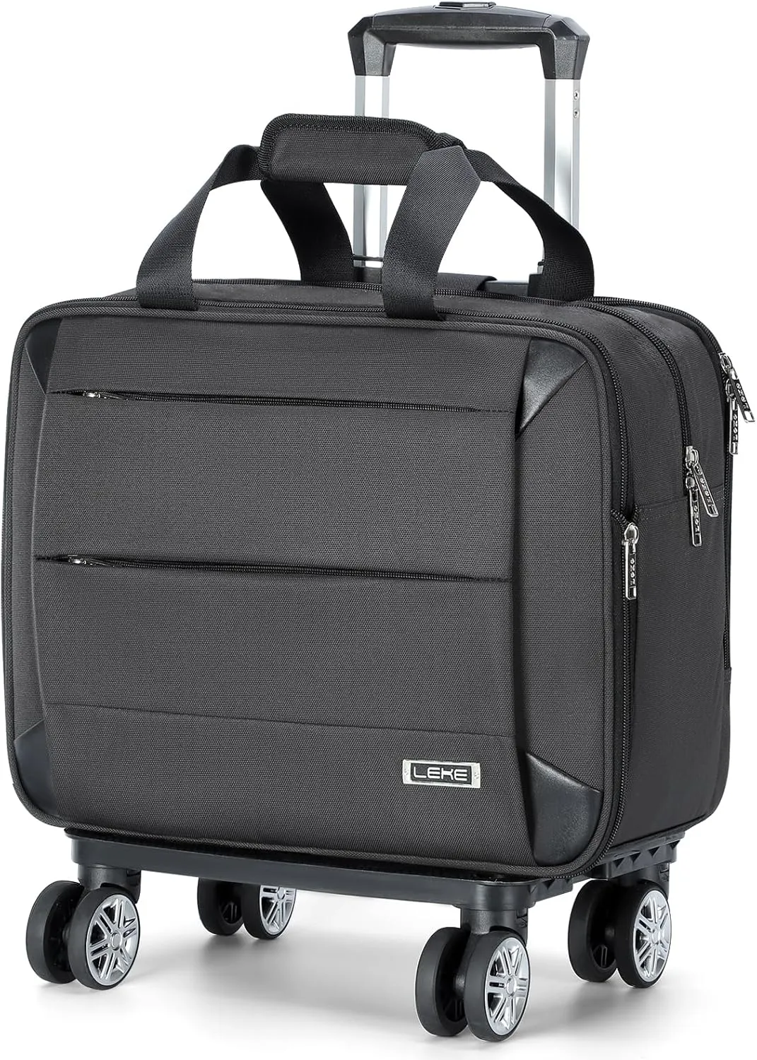 Lekebobor Rolling Laptop Bag - Wheeled Briefcase for Women/Men, Fits Up to 15.6Inch Laptops, Water Resistant for Travel, Work & Business (Grey)