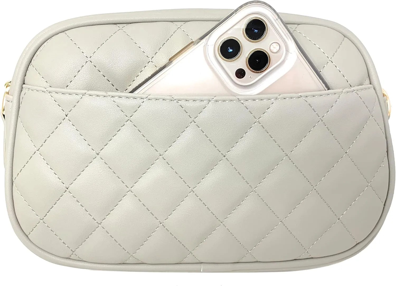 lola mae Quilted Crossbody Bag, Medium Lightweight Shoulder Purse Top Zipper Tassel Accent