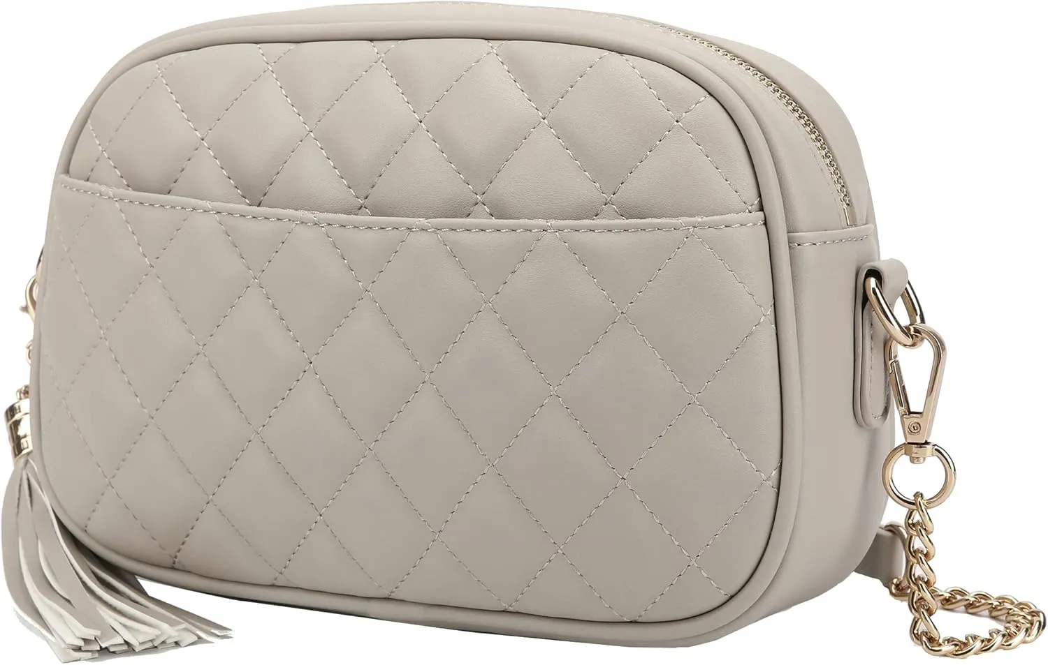 lola mae Quilted Crossbody Bag, Medium Lightweight Shoulder Purse Top Zipper Tassel Accent