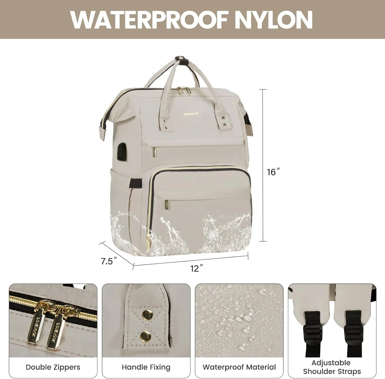 LOVEVOOK Laptop Backpack for Women Teacher Backpack Nurse Bag,Work Bag Backpack Purse Bag Anti-Theft Travel Backpacks with USB Charging Port,15.6 Inch Backpacks for College Business Casual