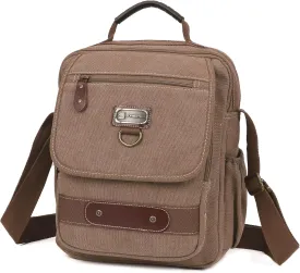 Man Small Canvas Messenger Bag Man Purse Shoulder Bag Crossbody Bag With Water Bottle Pocket 12 Inch