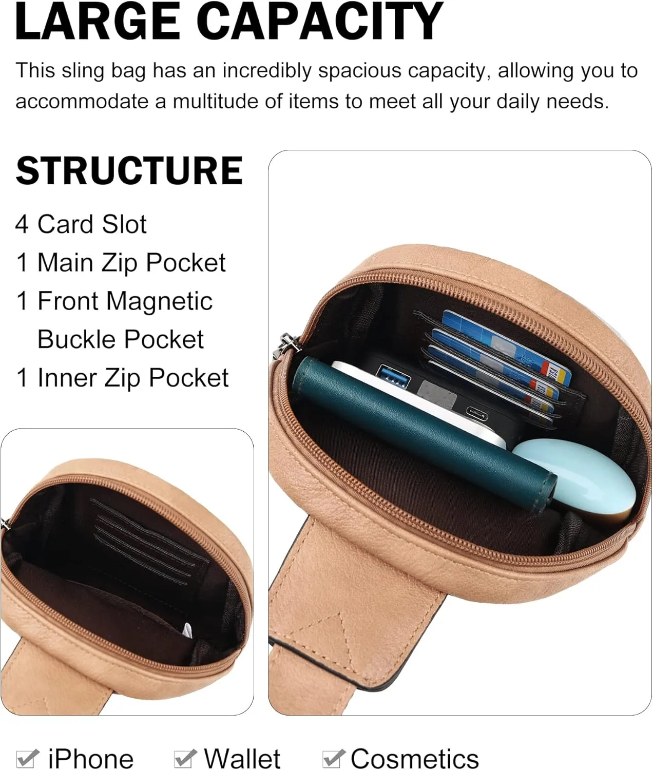 MASINTOR Small Sling Bag for Women Fashion Fanny Pack Crossbody Bags for Women Sling Backpack for Travel