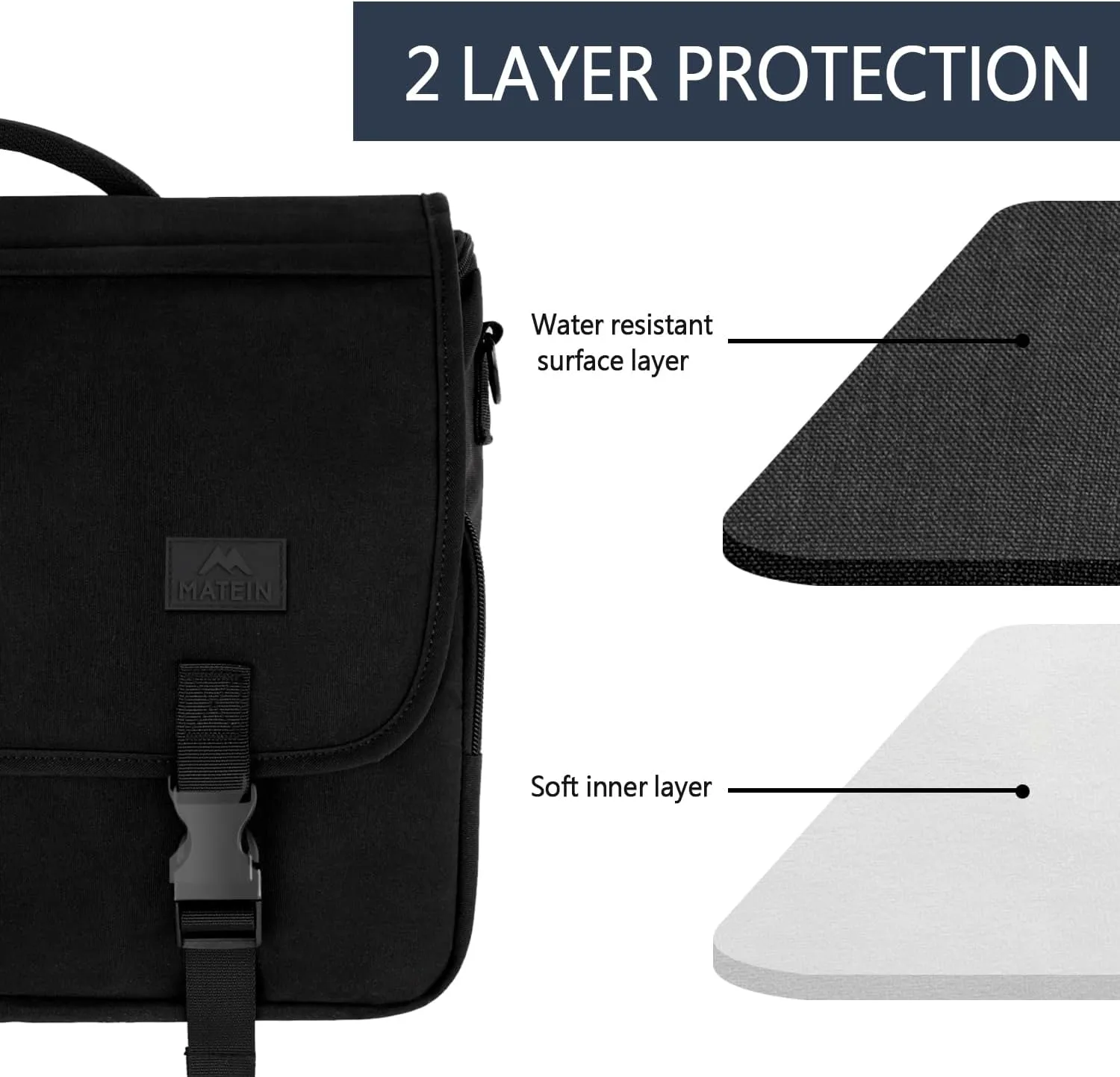 MATEIN Messenger Bag for Men, Briefcases Lightweight Men's Laptop Bag 15.6 inch Water Resistant Crossbody School Satchel Bags Computer Work Office Bag with Shoulder Strap, Black