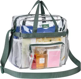 MAY TREE Clear Bag for Stadium Events 12612 Clear Tote Lunch Bag with Reinforced Straps for Work and Sporting Events, Green