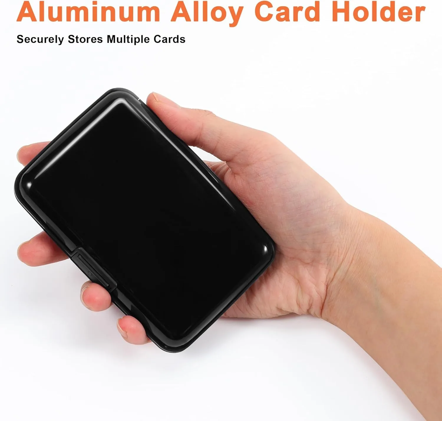Mayski Credit Card Holder, RFID Blocking, Aluminum Alloy Hard Case, Small Mini Business Metal Wallet for Women Men, Black