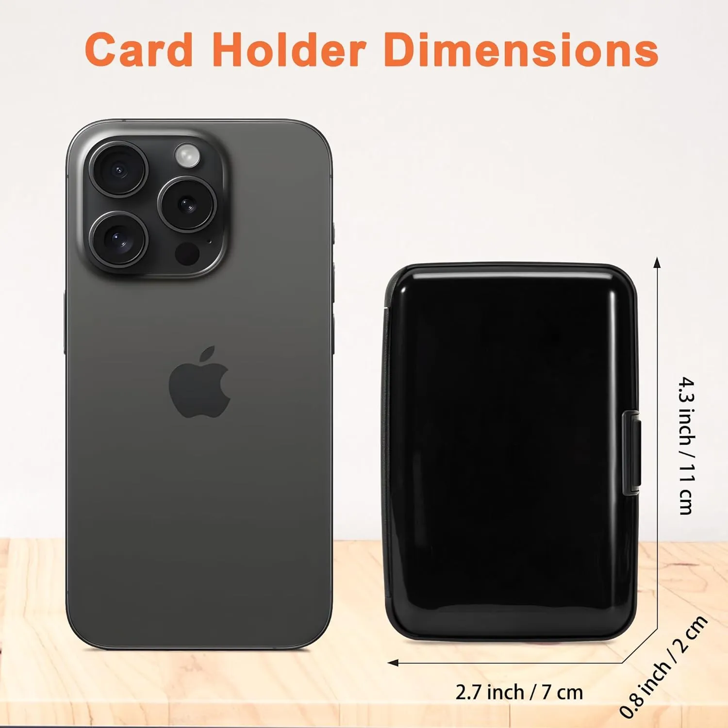 Mayski Credit Card Holder, RFID Blocking, Aluminum Alloy Hard Case, Small Mini Business Metal Wallet for Women Men, Black