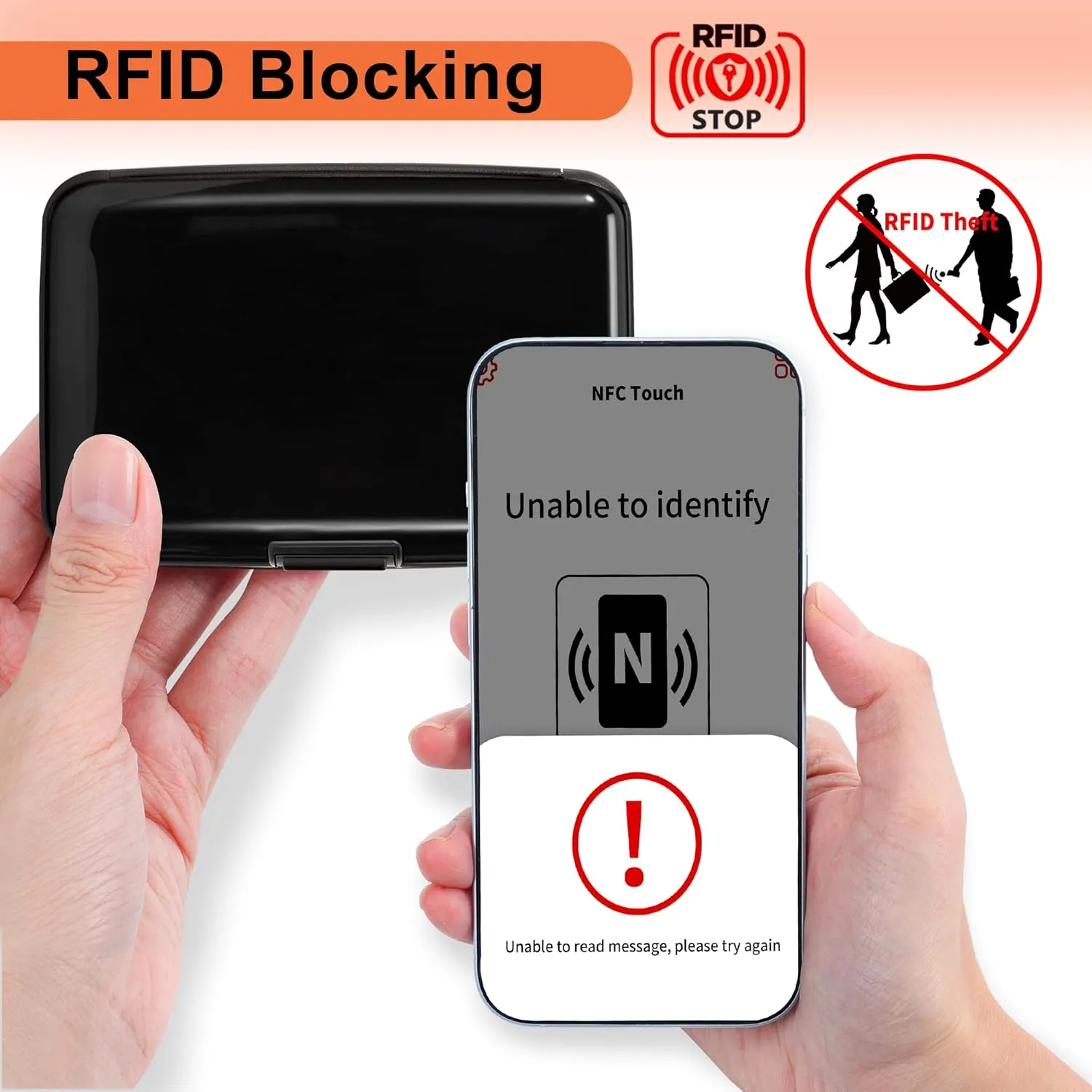 Mayski Credit Card Holder, RFID Blocking, Aluminum Alloy Hard Case, Small Mini Business Metal Wallet for Women Men, Black