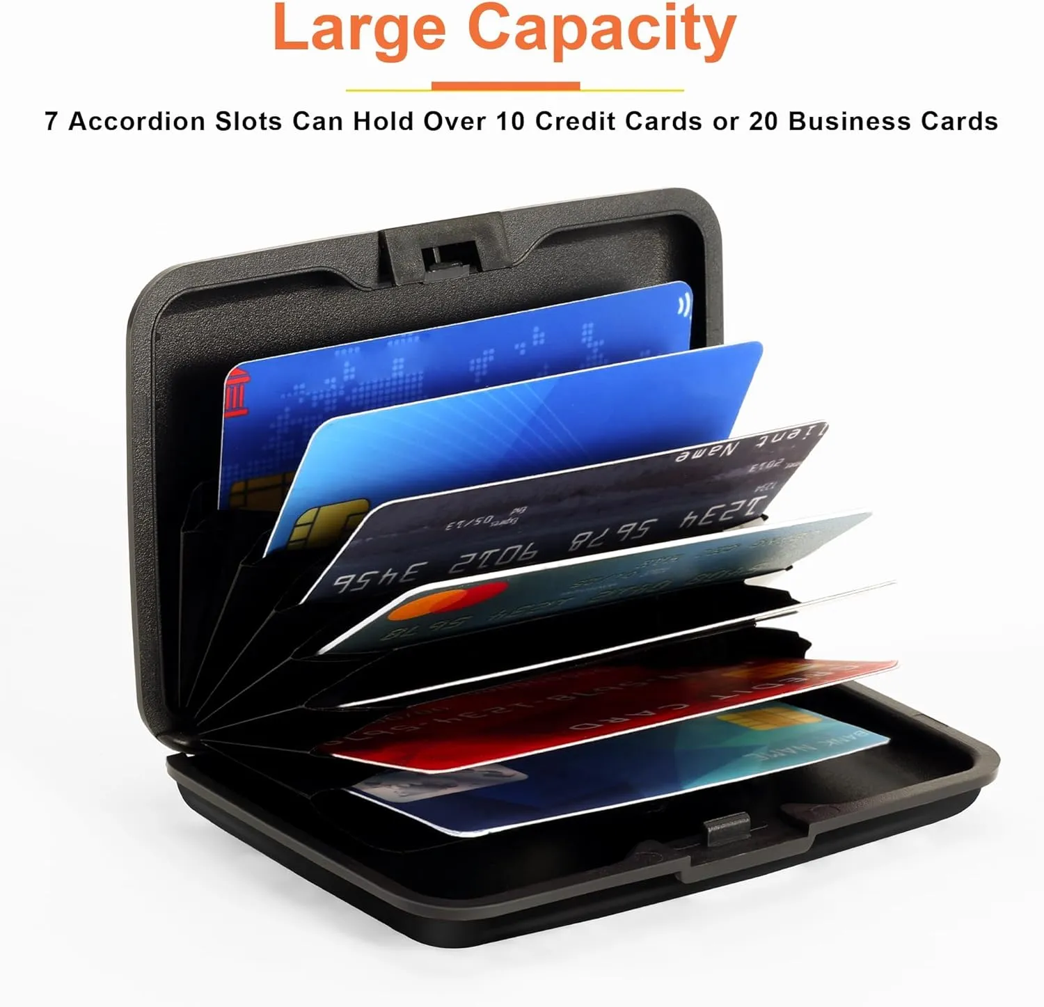 Mayski Credit Card Holder, RFID Blocking, Aluminum Alloy Hard Case, Small Mini Business Metal Wallet for Women Men, Black