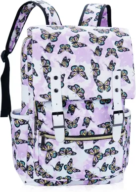 MCWTH Butterfly School Backpack for Girls Women, 15.6 inch Laptop Backpacks Bookbags for College Travel