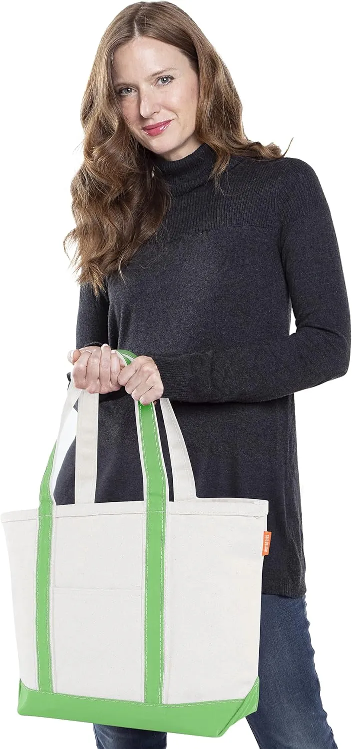 Medium Classic Canvas Tote Bag for Women, Top Zipper Closure, Outer Pocket, Daily Essentials, Groceries, Traveling
