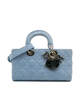 Medium Denim Quilted Top Handle Bag