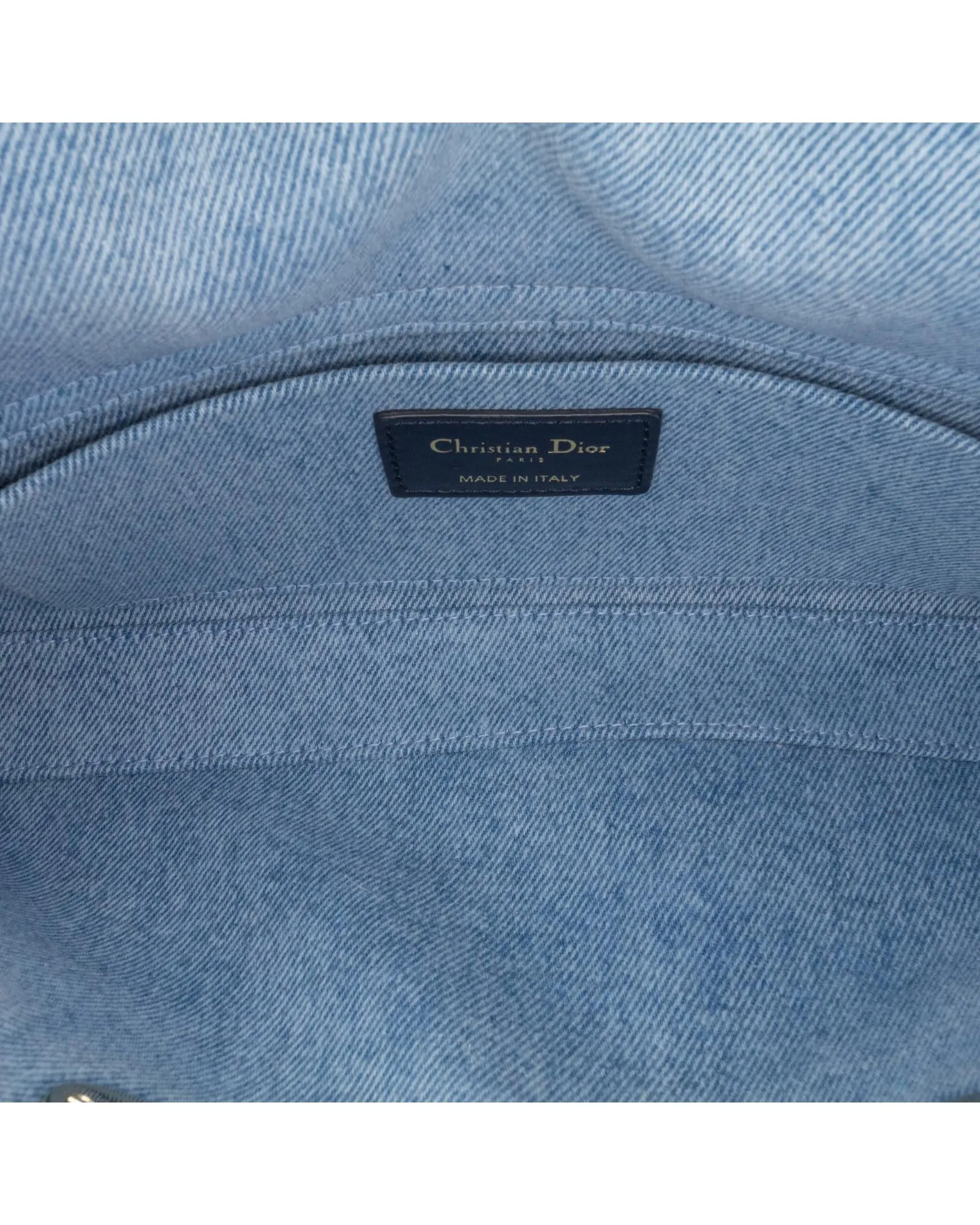 Medium Denim Quilted Top Handle Bag