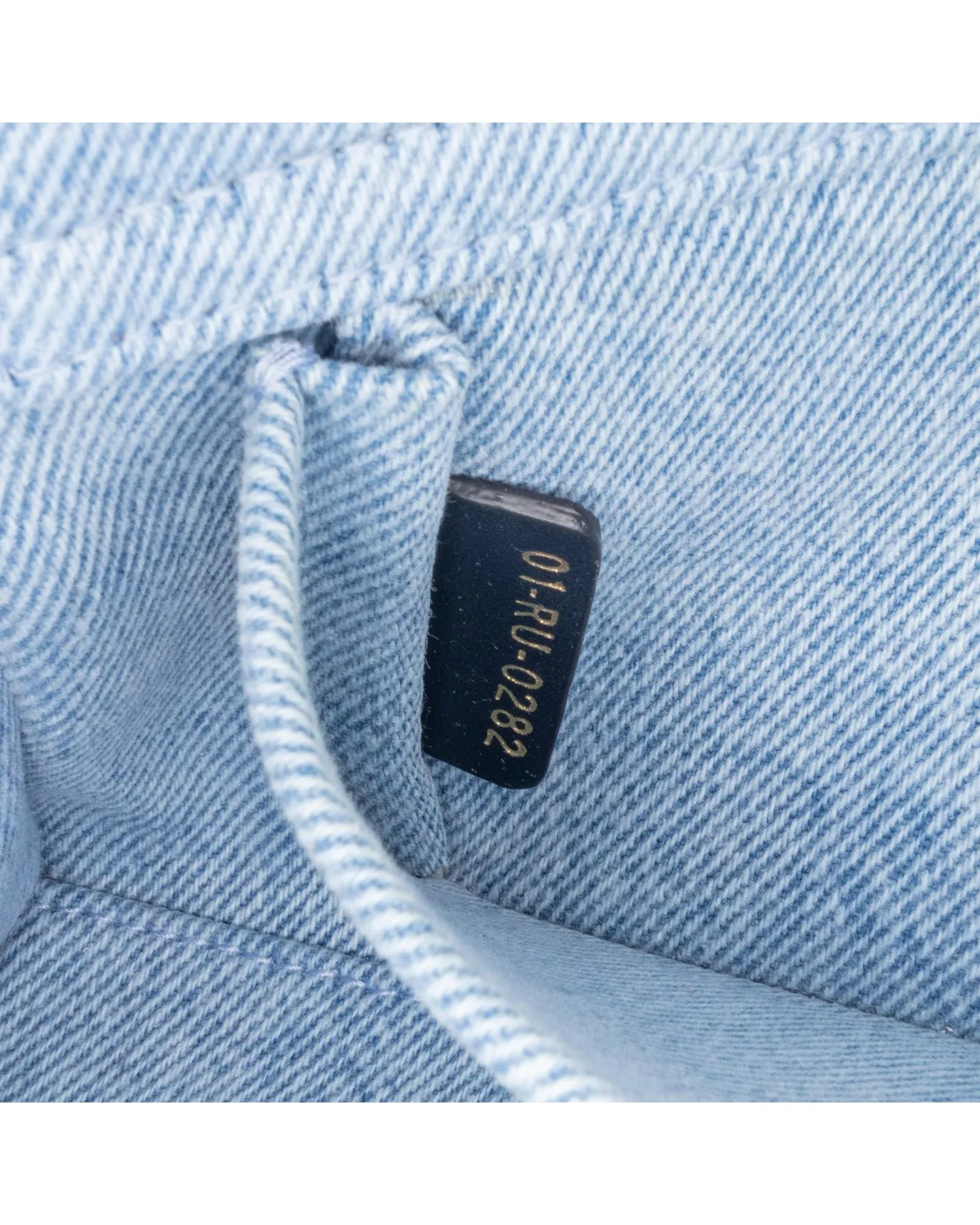 Medium Denim Quilted Top Handle Bag