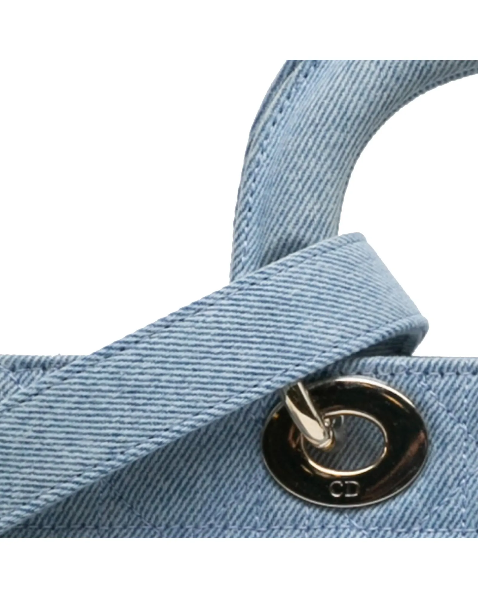 Medium Denim Quilted Top Handle Bag