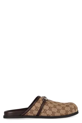 Men's Leather And Fabric Sabot in Beige | Size 8 | 786486FADFO Color 9744