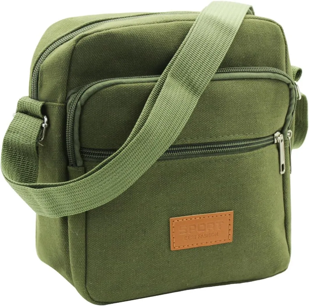 Messenger Bag for Man, Commuting Canvas Crossbody Bag with 3-Layer Zipper, Satchel Bag for Business Bag