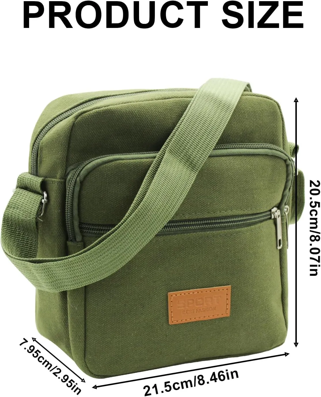 Messenger Bag for Man, Commuting Canvas Crossbody Bag with 3-Layer Zipper, Satchel Bag for Business Bag