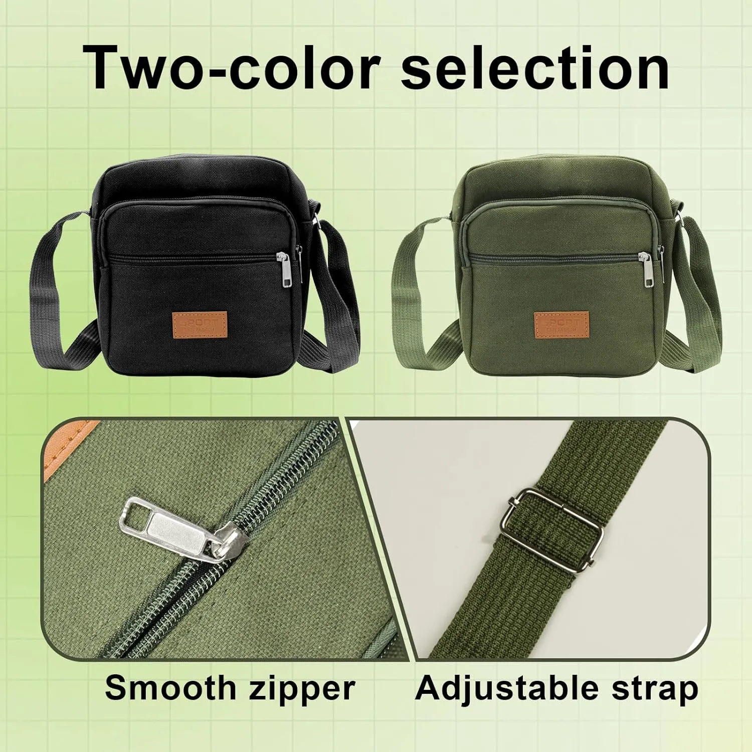 Messenger Bag for Man, Commuting Canvas Crossbody Bag with 3-Layer Zipper, Satchel Bag for Business Bag