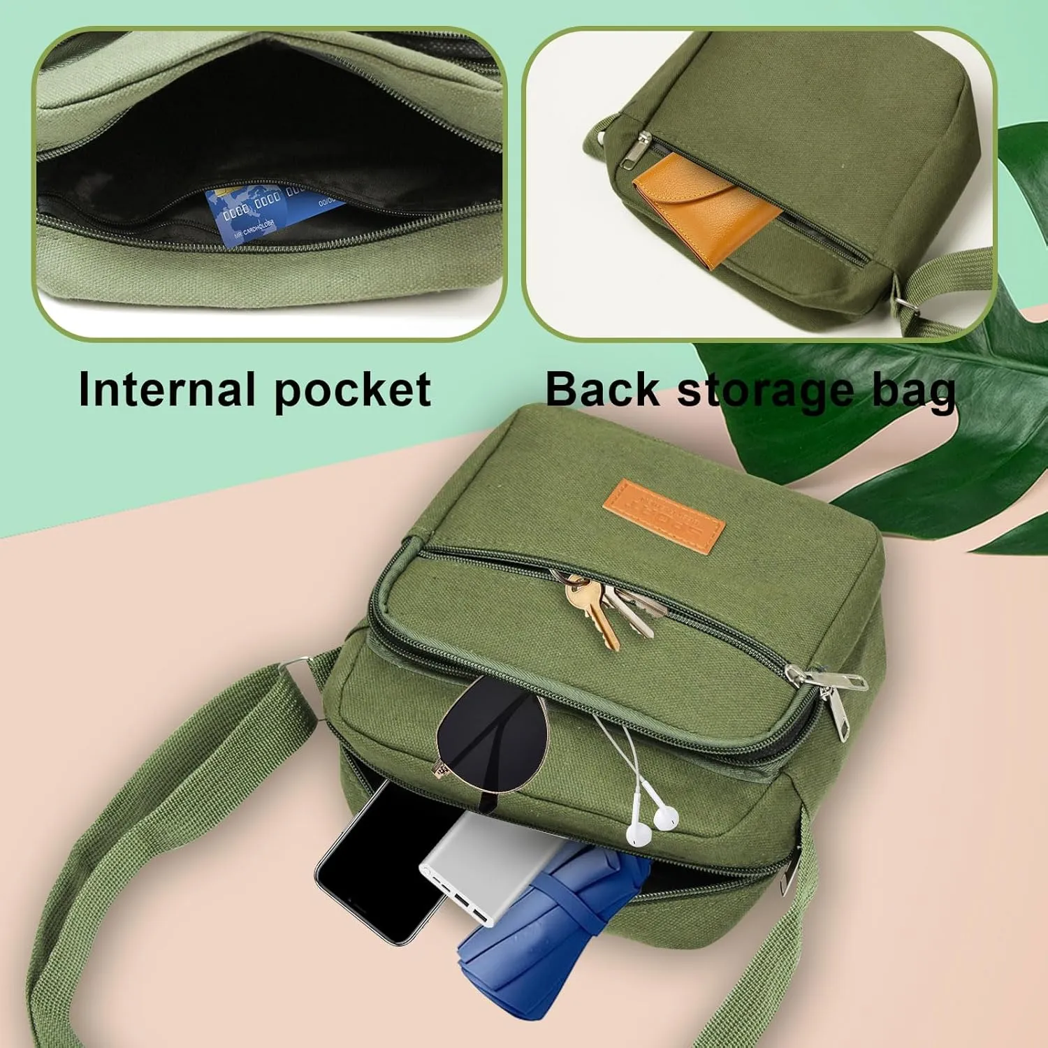 Messenger Bag for Man, Commuting Canvas Crossbody Bag with 3-Layer Zipper, Satchel Bag for Business Bag