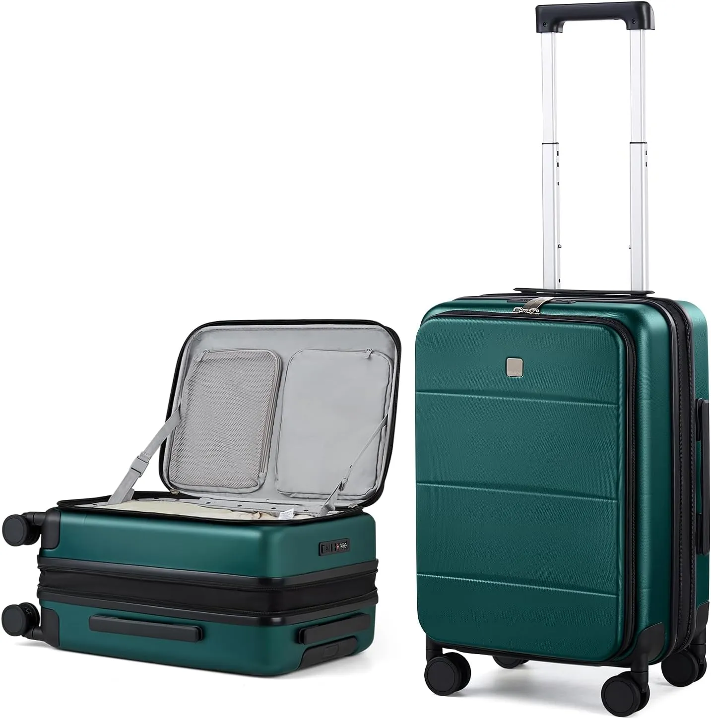 MILADA Expandable Carry On Luggage 22x14x9 Airline Approved Top Opening Hard Shell Suitcases TSA Carry On Luggage With Wheels 20 inch Carry On Suitcase Travel Luggage Carry On Bag, Blackish Green