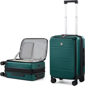 MILADA Expandable Carry On Luggage 22x14x9 Airline Approved Top Opening Hard Shell Suitcases TSA Carry On Luggage With Wheels 20 inch Carry On Suitcase Travel Luggage Carry On Bag, Blackish Green
