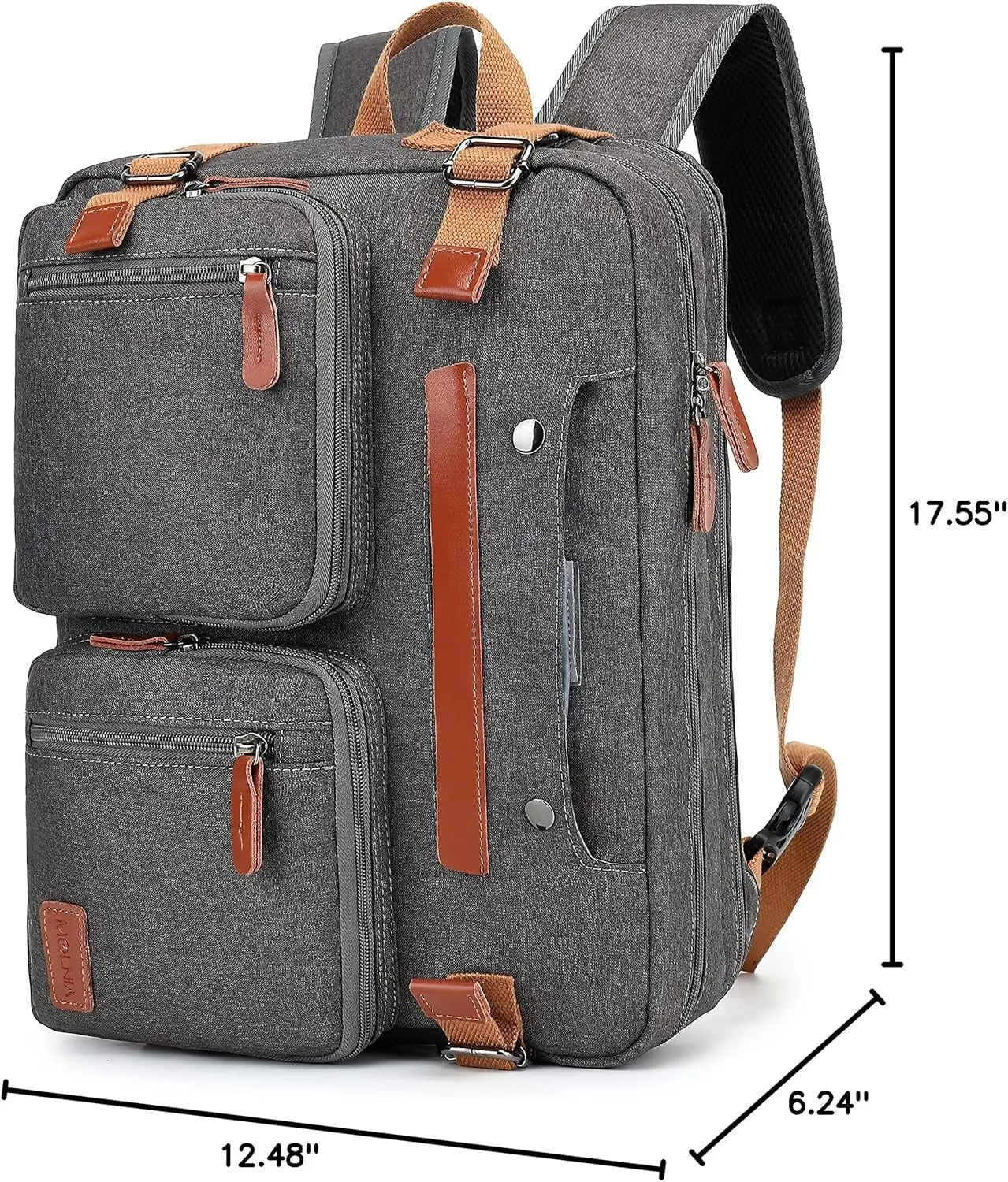 MOLNIA 15.6 inch Laptop Backpack,3 in 1 Briefcases For Men,Laptop Backpack, Messenger Bag,Computer Bags For Men Women, Dark Grey
