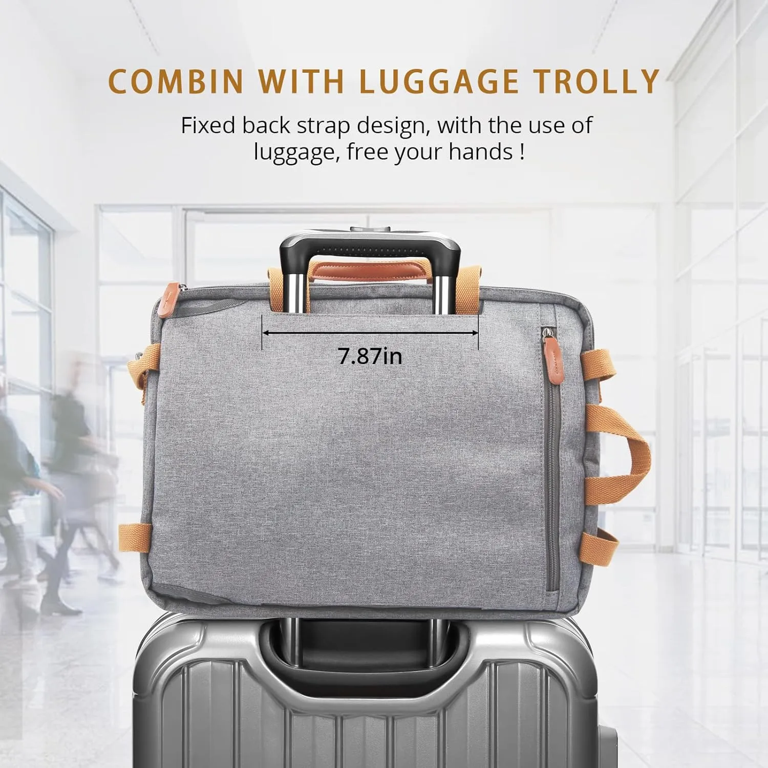 MOLNIA 3 in 1 Laptop Bag for Men, 17.3 inch Computer Bags for Men, Laptop Backpack, for Travel Business Work, Briefcases Messenger Bag for Men Women, Grey
