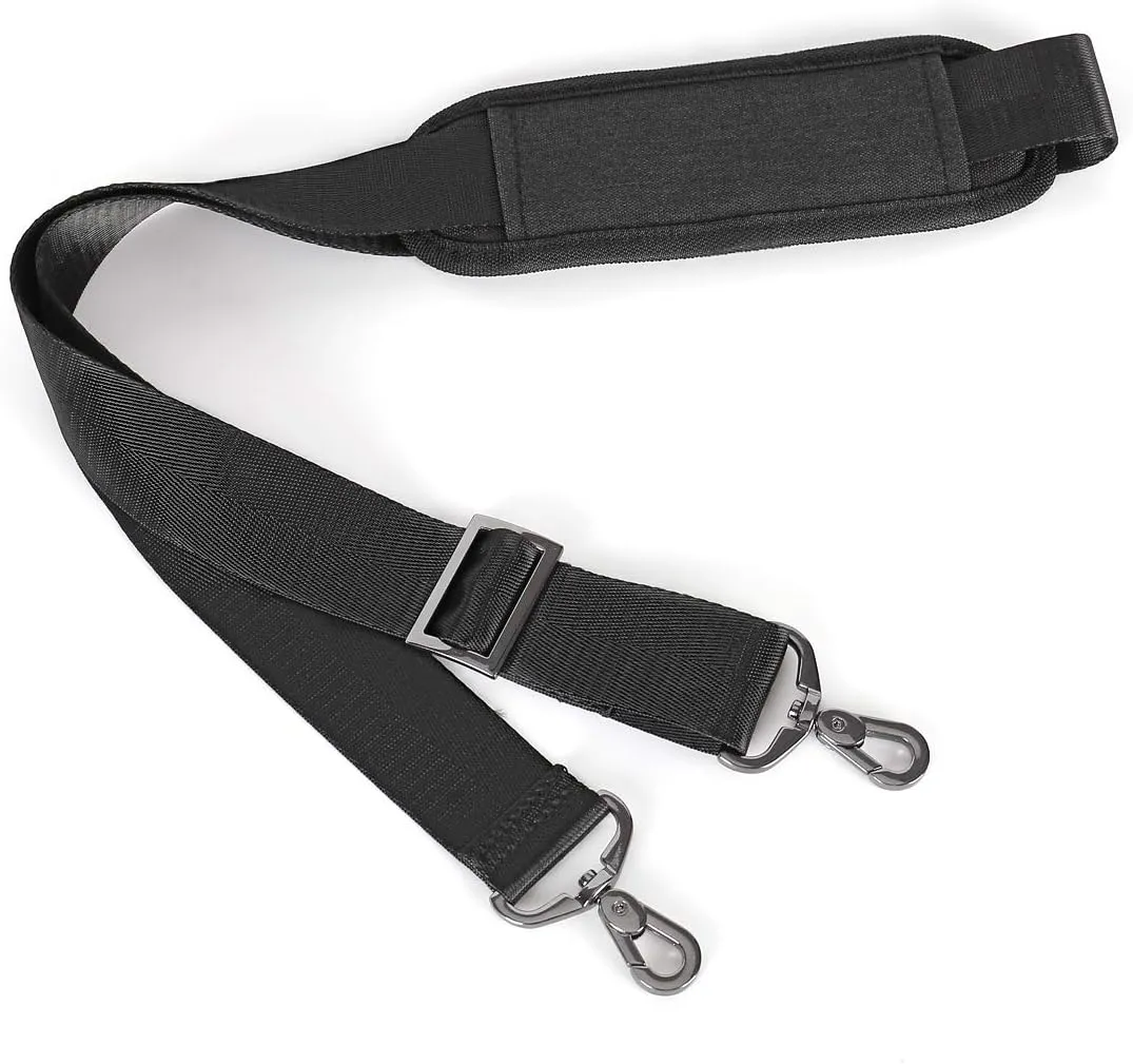 MOSISO 56 inch Shoulder Strap, Adjustable Thick Soft Universal Replacement Non-Slip Fit Padded with Metal Swivel Hooks for Laptop Shoulder Bag/Laptop Messenger Bag/Crossbody Bag, Black