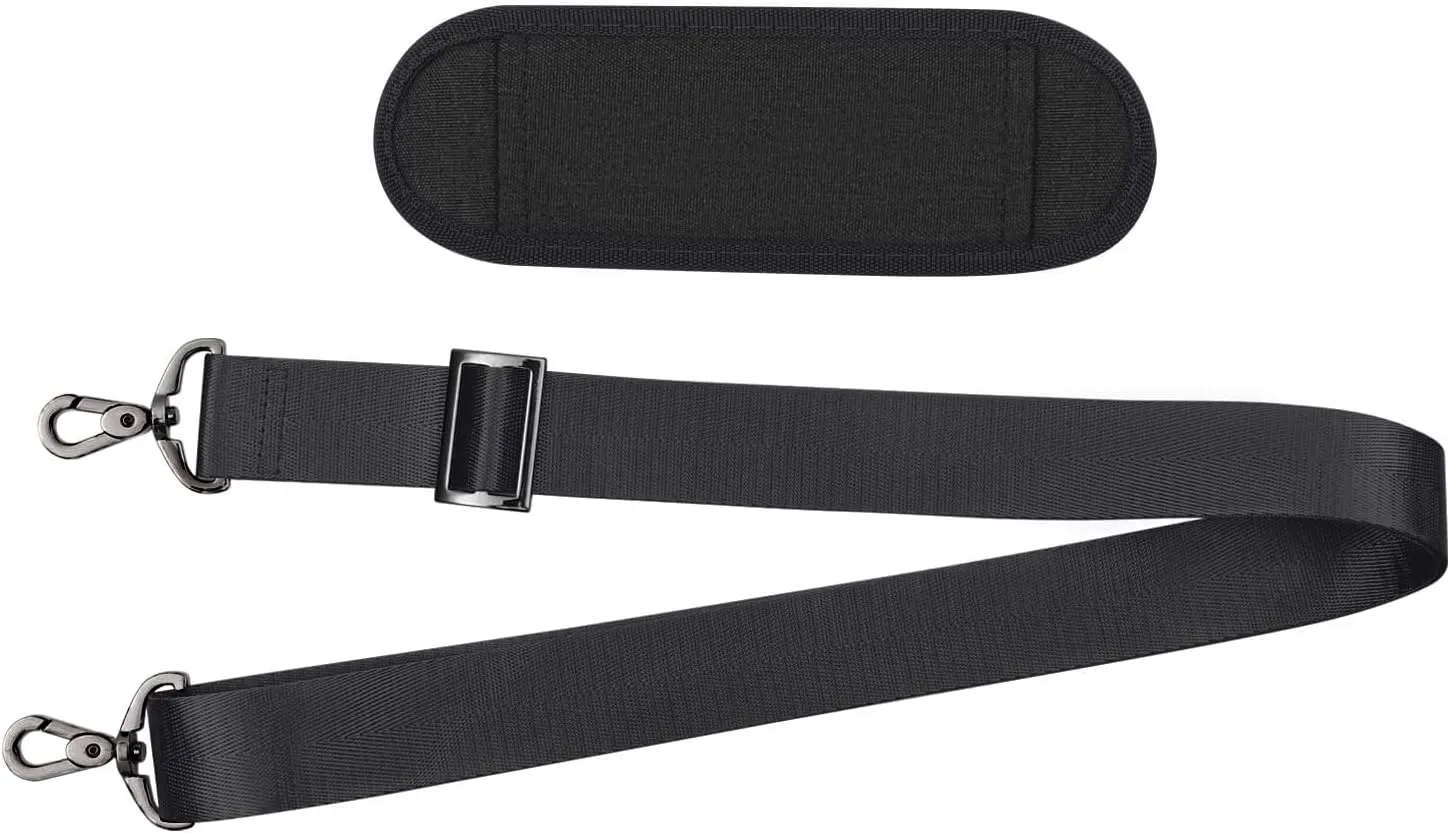 MOSISO 56 inch Shoulder Strap, Adjustable Thick Soft Universal Replacement Non-Slip Fit Padded with Metal Swivel Hooks for Laptop Shoulder Bag/Laptop Messenger Bag/Crossbody Bag, Black