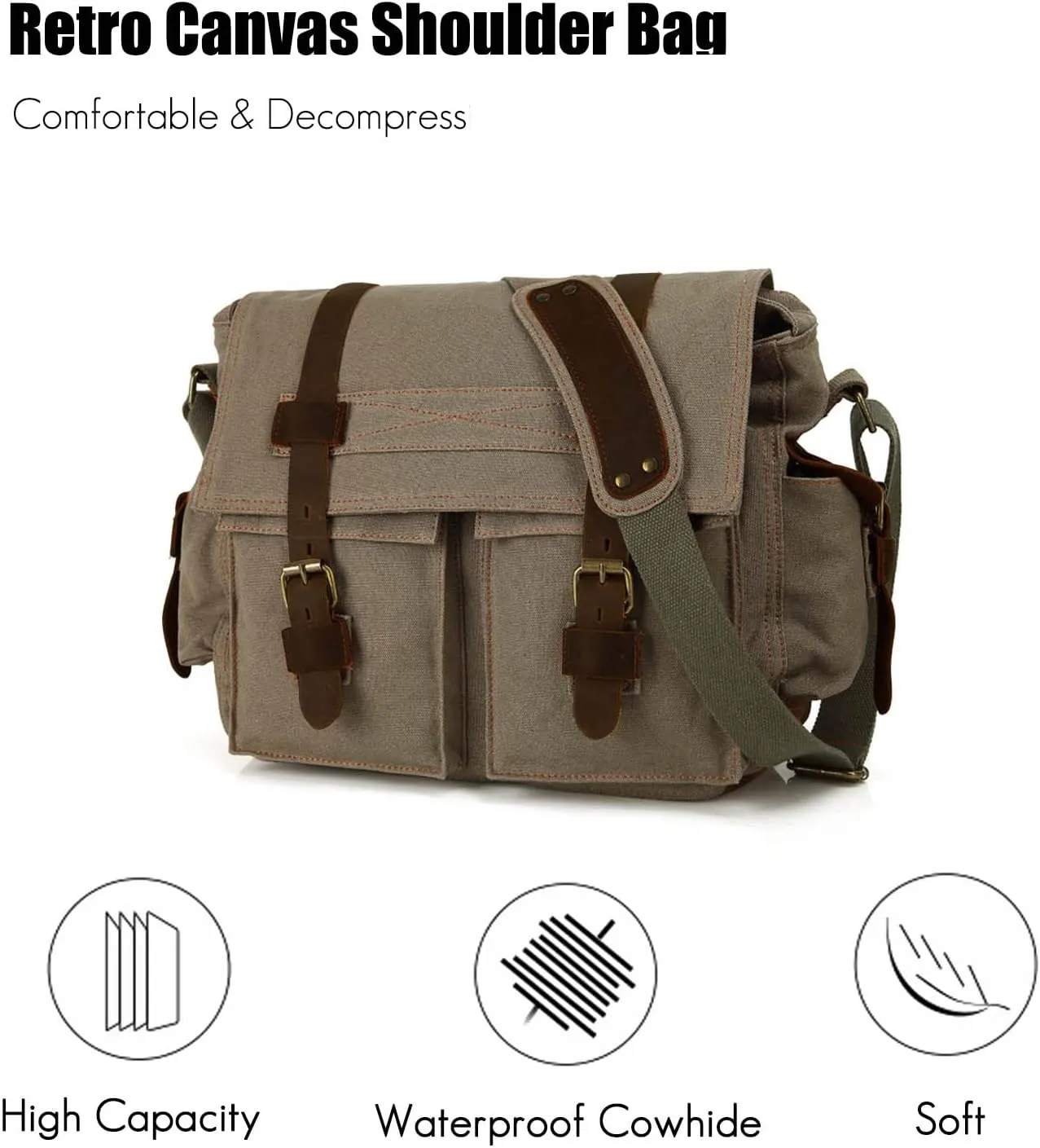 New Vintage Messenger Bag Satchel Bag bag Bookbag Casual Travel Shoulder Bag