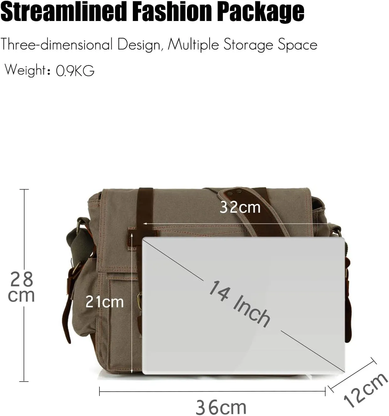 New Vintage Messenger Bag Satchel Bag bag Bookbag Casual Travel Shoulder Bag