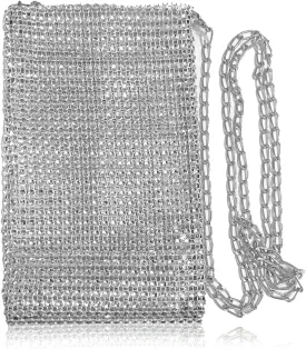 NIIIYTYB Silver Purse Crossbody Bag Women's Glitter Sequin Evening Handbag with Rhinestone Accents Small Crossbody Bags for Wedding Party and Formal Events Stylish Evening Purse