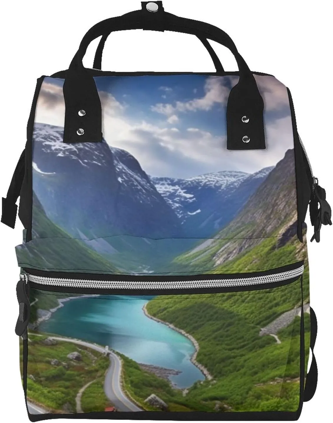 Norwegian fjords Diaper Bag Essentials Travel Tote Nappy Backpack Large Capacity Mummy Backpack Multifunction Waterproof Teacher Nurse Bag 15.7 inch Work laptop Bags