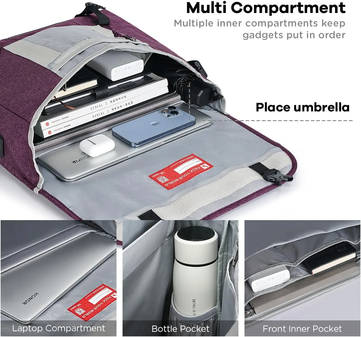 OIWAS Messenger Bag for Women, 15.6 Inch Laptop Crossbody Bags Men Casual Satchel Shoulder Bag College Travel Office Briefcase