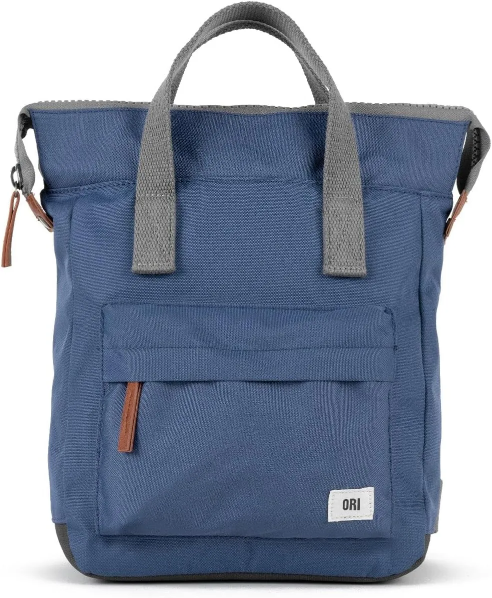 ORI LONDON Small Tote Bag Backpack - Nylon Tote Backpack for Women & Men - Wide Mouth, Chunky Zippers - The Bantry, Burnt Blue Canvas