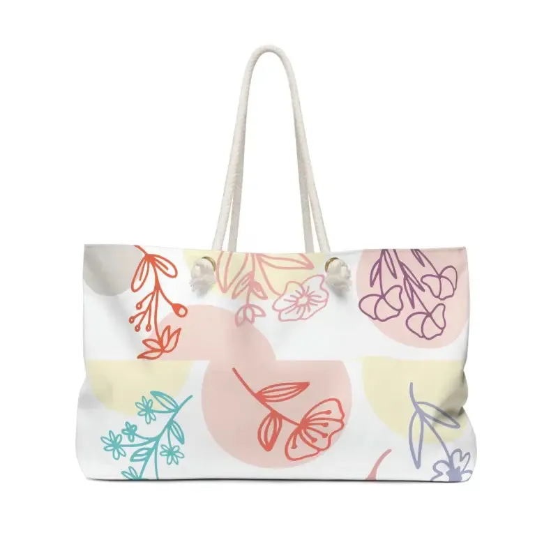 Oversized Trendy Floral Weekender Tote