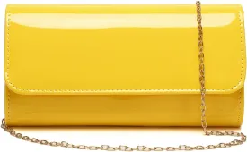 Patent Leather Envelope Clutch Purse Shiny Candy Foldover Clutch Evening Bag for Women
