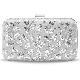 Peora Clutch Purses For Women Wedding Handmade Leaf Patteren Evening Handbags Party Bridal Clutch (C04S),Brown