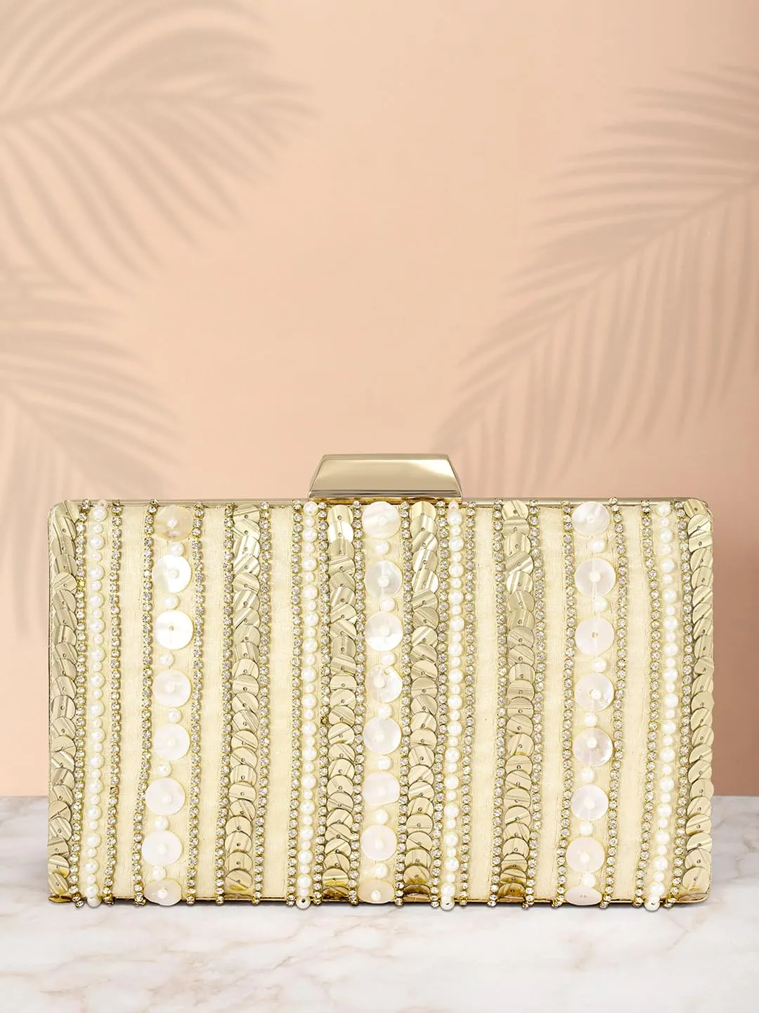Peora Cream Clutch Purses for Women Handmade Evening Handbag Stylish Bridal Fashion Clutch Bag for Girls (C124CRM)