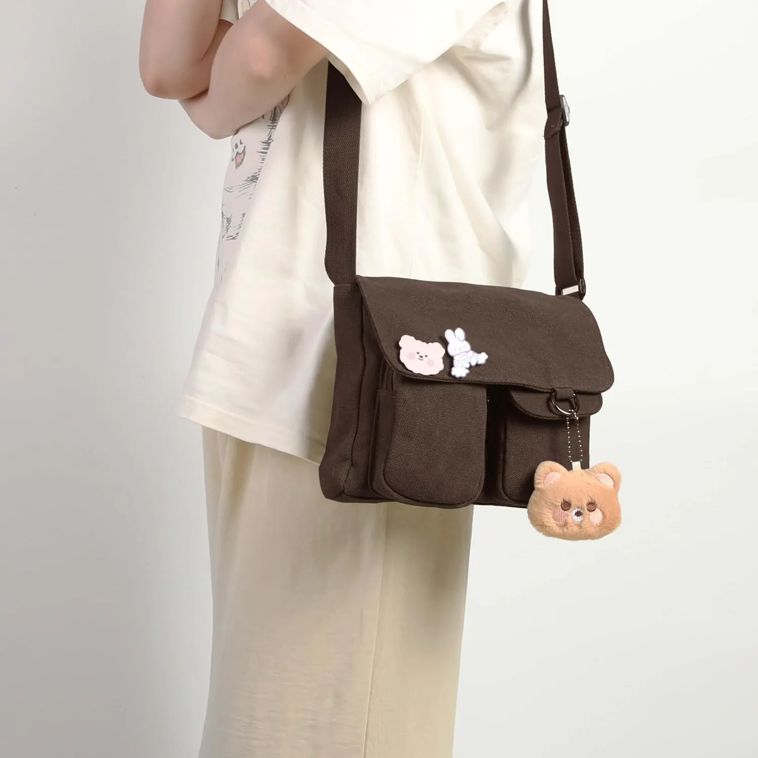 Phaoullzon Kawaii Crossbody Bag Cute Messenger Bags Canvas Shoulder Purse Gifts for Teens