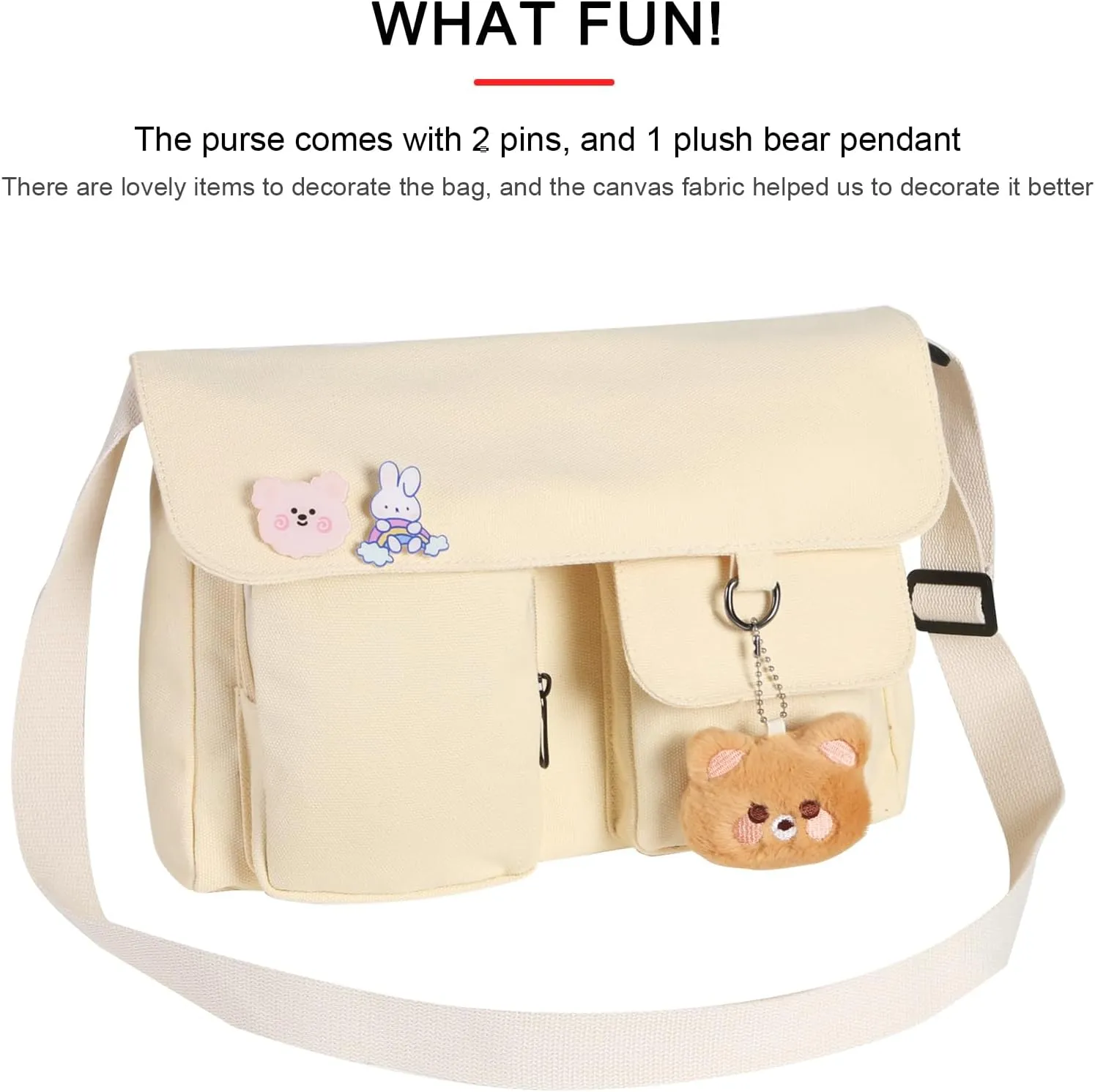 Phaoullzon Kawaii Crossbody Bag Cute Messenger Bags Canvas Shoulder Purse Gifts for Teens