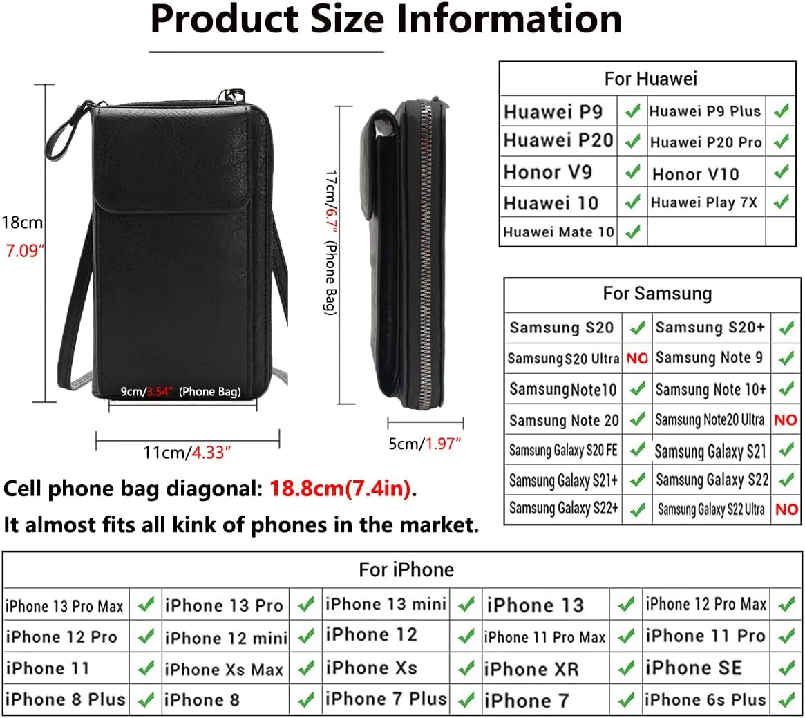 PORT&LOTUS Crossbody Bags for Women Cell Phone Purse Wallet Ladies Small Women's Handbags PU Leather Shoulder Card Holder