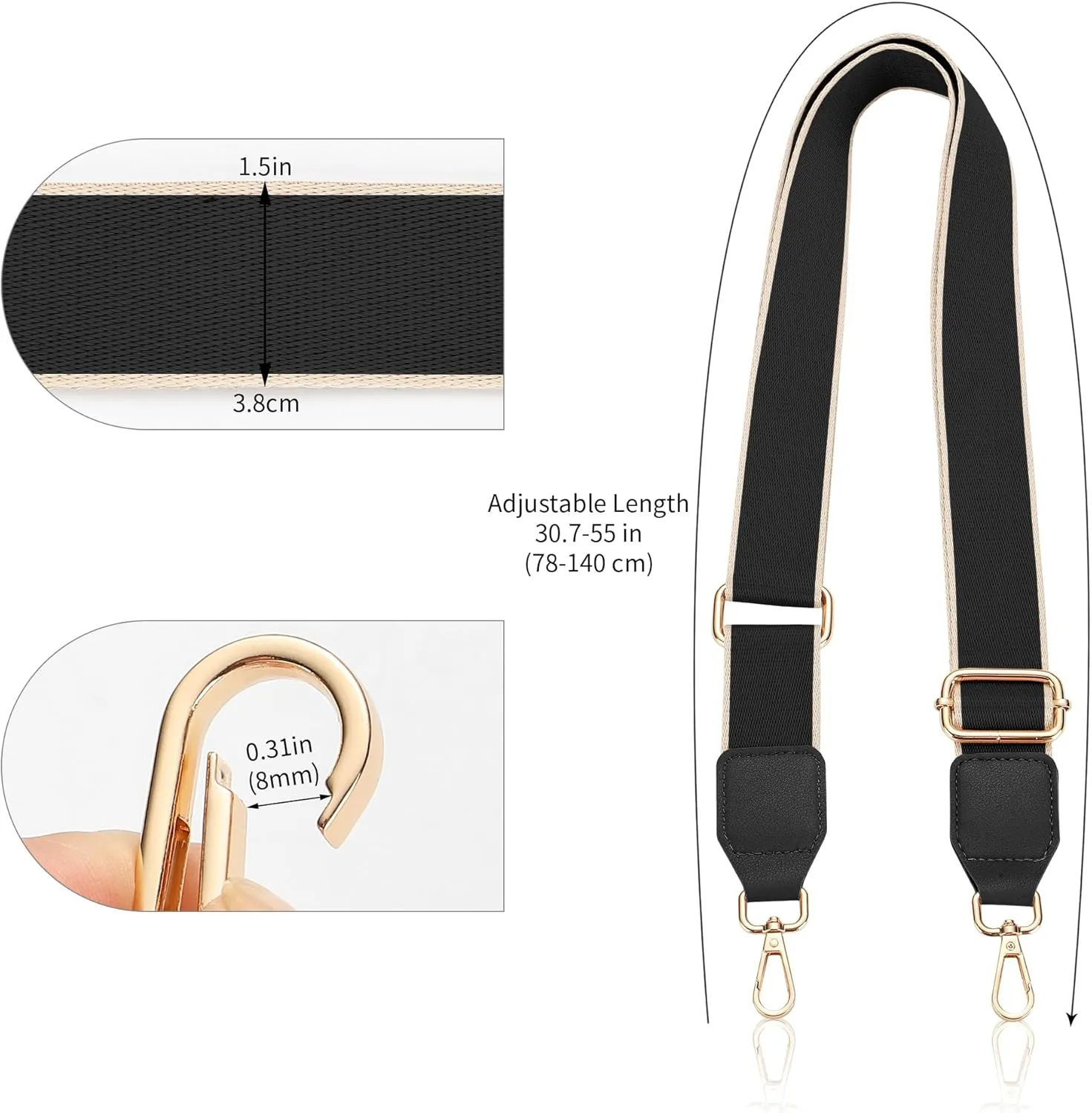 Purse Straps Replacement Crossbody, Universal Wide Shoulder Strap for Bags Adjustable Straps for Handbags