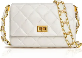 Quilted Bags for Women Soft Leather Shoulder Handbag Purse with Gold Chain Strap