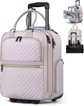 RAINSMORE Underseat Carry On Luggage with Wheels, 16-inch Airline Approved Luggage Lightweight Softside Underseater Travel Suitcases Durable Overnight Bag Rolling Carry-on Bag for Women Men, Pink