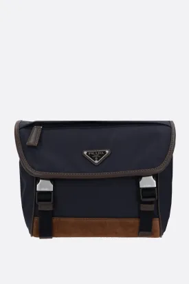Re-Nylon Leather Messenger Bag