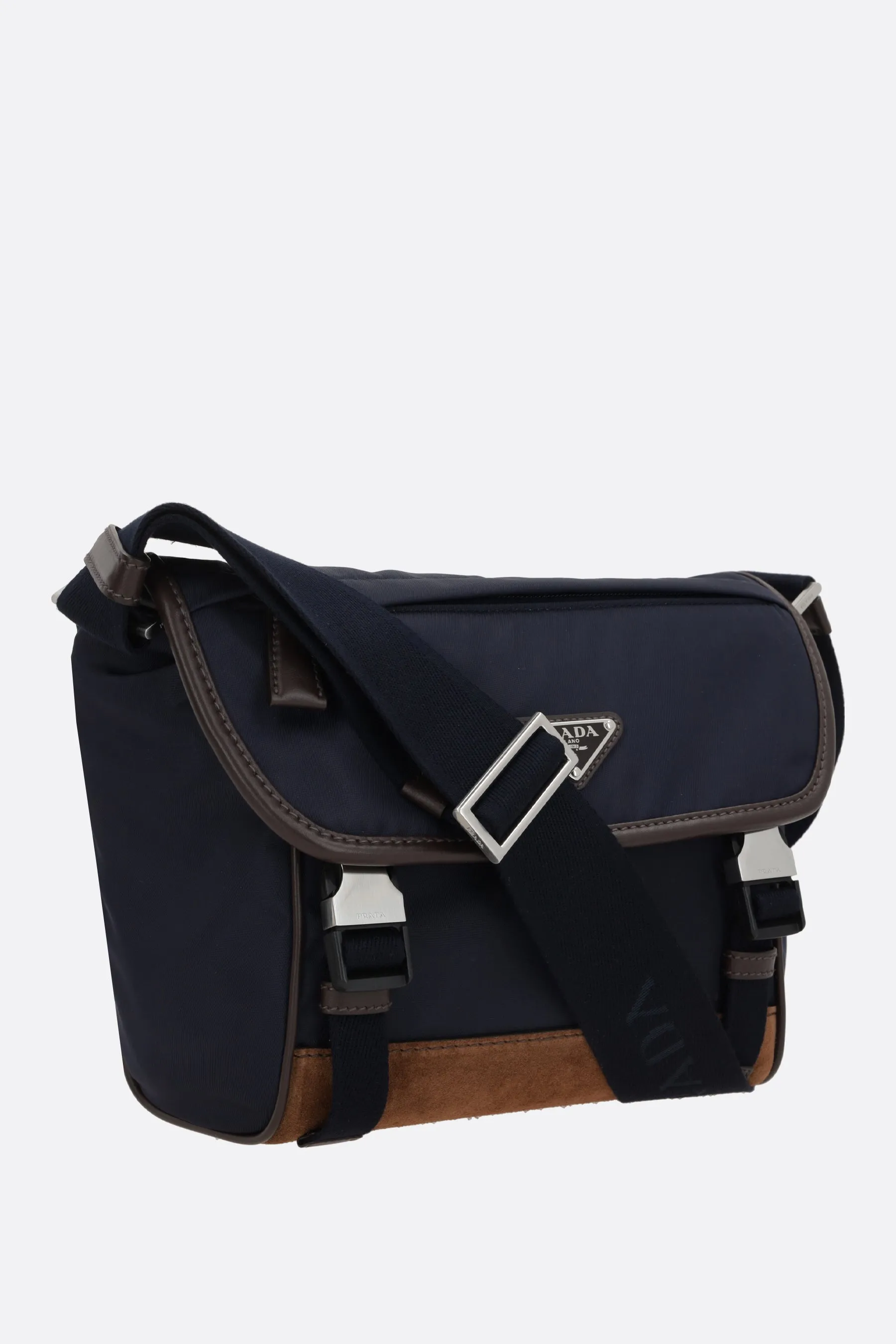 Re-Nylon Leather Messenger Bag