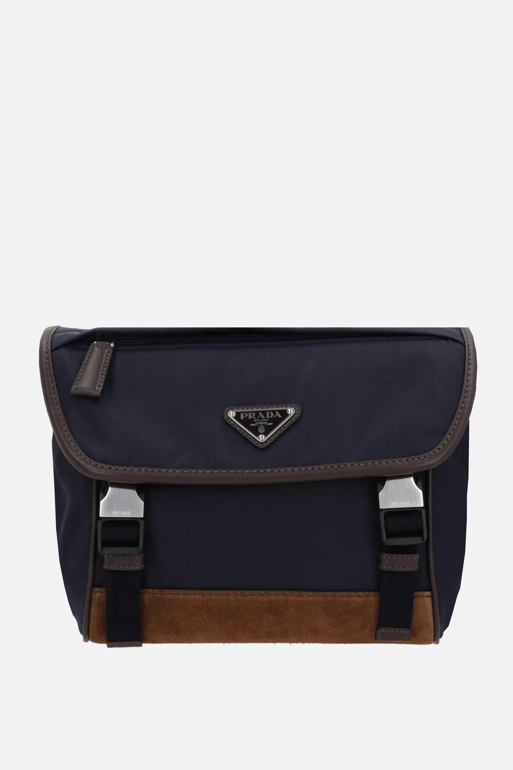 Re-Nylon Leather Messenger Bag