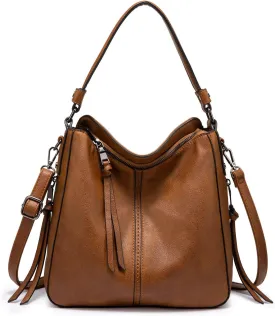 Realer Hobo Crossbody Bags for Women Designer Leather Hobo Handbags Retro Large Size Shoulder Bag Bucket Purse