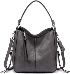 Realer Hobo Crossbody Bags for Women Designer Leather Hobo Handbags Retro Large Size Shoulder Bag Bucket Purse